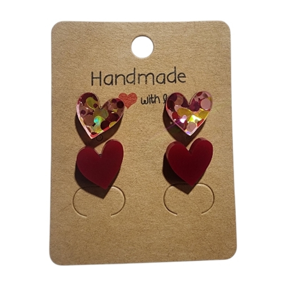 Candy Crush Hearts Acrylic Stud Earrings, 2 Pair